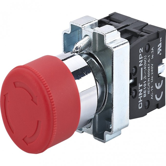 Грибок" Φ30мм (2) с фиксации NP2-BS445 без подсветки красная 1НЗ +1НО IP40 Кнопка управления CHINT Красный AC/DC "GPIBOK"-Φ30MM-(2)-C-FIKCACII-NP2-BS445-BEZ-PODCBETKI-KPACHAYA-1HZ-+1HO-IP40 