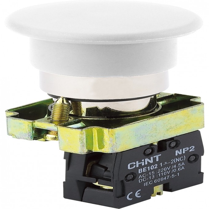 Грибок" Φ40мм самовозв. NP2-BC12 без подсветки, белая 1НЗ, IP40 (R) Кнопка управления CHINT Белый AC/DC "GPIBOK"-Φ40MM-CAMOBOZB.-NP2-BC12-BEZ-PODCBETKI,-BELAYA-1HZ,-IP40-(R) 