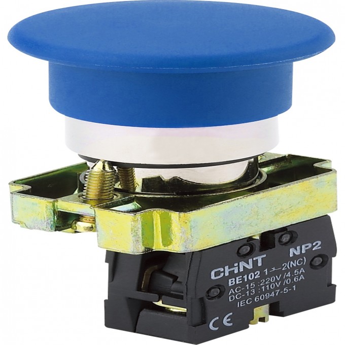 Грибок" Φ40мм самовозв. NP2-BC62 без подсветки, синяя 1НЗ, IP40 (R) Кнопка управления CHINT Синий AC/DC "GPIBOK"-Φ40MM-CAMOBOZB.-NP2-BC62-BEZ-PODCBETKI,-CIHYAYA-1HZ,-IP40-(R) 