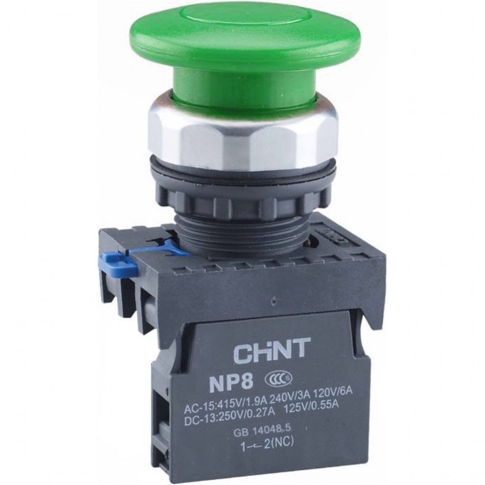 Грибок" Φ40мм NP8-10M/13 без подсветки, самовозв., зелен., 1НО, IP65 (R) Кнопка упр. CHINT Зеленый AC/DC "GPIBOK"-Φ40MM-NP8-10M/13-BEZ-PODCBETKI,-CAMOBOZB.,-ZELEH.,-1HO,-IP65-(R) 