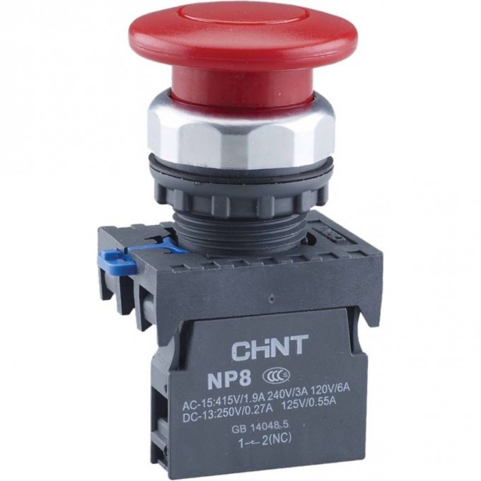 Грибок" Φ60мм NP8-01M/24 без подсветки, самовозв., красн., 1НЗ, IP65 (R) Кнопка упр. CHINT Красный AC/DC "GPIBOK"-Φ60MM-NP8-01M/24-BEZ-PODCBETKI,-CAMOBOZB.,-KPACH.,-1HZ,-IP65-(R) 
