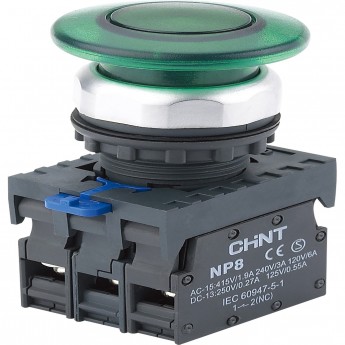 Грибок" Φ60мм NP8-20MD/23 подсвет., самовозв., зелен., AC110-230В, 2НО, IP65 (R) Кнопка упр. CHINT Зеленый AC/DC "GPIBOK"-Φ60MM-NP8-20MD/23-PODCBET.,-CAMOBOZB.,-ZELEH.,-AC110-230B,-2HO,-IP65-(R)