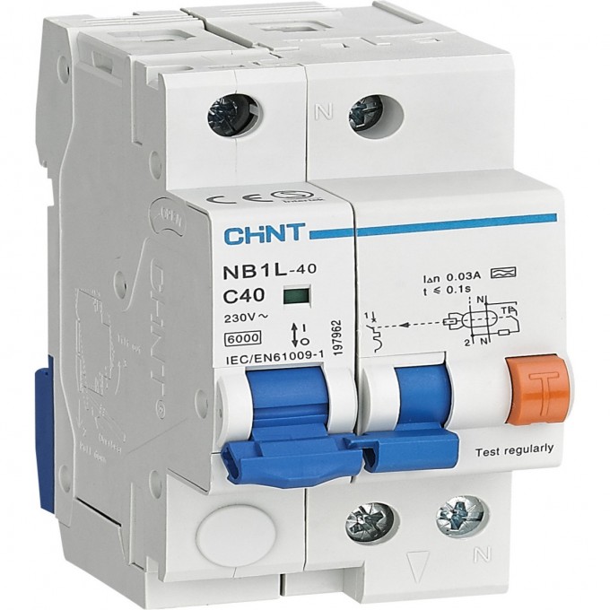 NB1L 1P+N C16 30мА тип AС 6кА (36mm) (R) Диф. автомат CHINT AC 50/60 Гц NB1L-1P+N-C16-30MA-TIP-AC-6KA-(36MM)-(R)