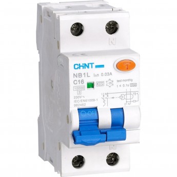 NB1L 1P+N C20 30мА тип AC 10кА (36mm) (R) Диф. автомат CHINT 50/60 IP20