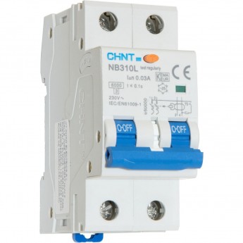 NB310L 2P 6А 30мА, тип A, х-ка C, 6кА (R) Диф. автомат CHINT AC 50/60 Гц