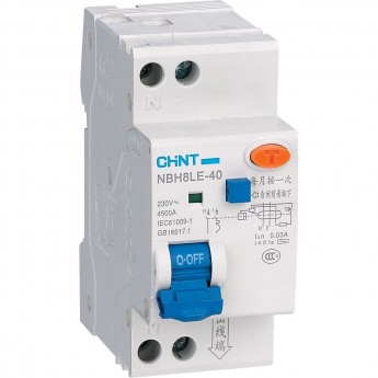 NBH8LE-40 1P+N 20А 30мА х-ка C 4,5кА (R) Диф. автомат CHINT AC 50/60 Гц