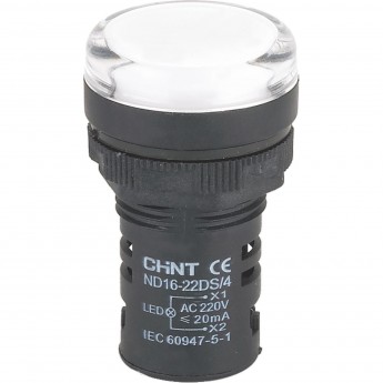 ND16-22DS/4C белый, compact, встр. конденсатор, IP65 АС380В (R) Индикатор CHINT Переменный ток (AC)