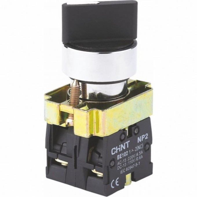 NP2-BD53, 3 положения с возвратом, 2НО IP40 Переключатель CHINT Черный AC/DC NP2-BD53,-3-POLOJEHIYA-C-BOZBPATOM,-2HO-IP40