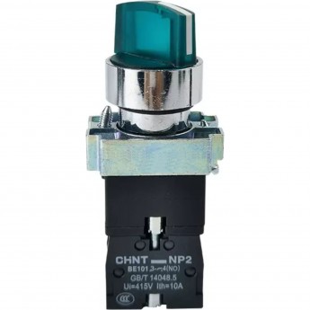 NP2-BK12365, 2 положения фиксацией 1НО+1НЗ, зелёная AC230В (LED), IP40 (R) Переключатель CHINT Зеленый AC/DC