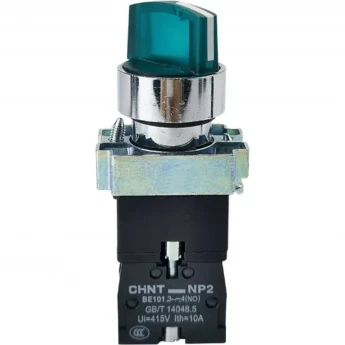 NP2-BK12365, 2 положения фиксацией 1НО+1НЗ, зелёная AC230В (LED), IP40 (R) Переключатель CHINT Зеленый AC/DC