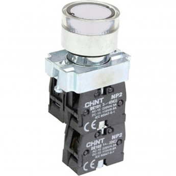 NP2-BW1161 выступающая, белая, 1НО, AC/DC230В (LED), IP40 (R) Кнопка управления CHINT Белый Круглая