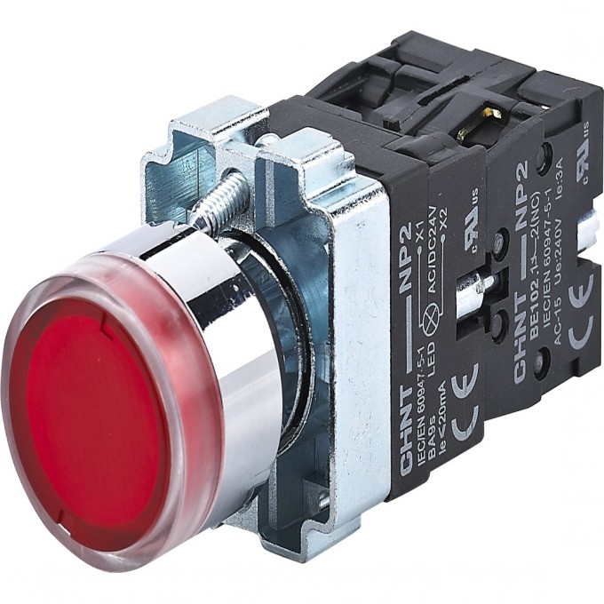 NP2-BW3465 плоская, красная, 1НО+1НЗ, AC/DC230В (LED), IP40 (R) Кнопка управления CHINT Красный Круглая NP2-BW3465-PLOCKAYA,-KPACHAYA,-1HO+1HZ,-AC/DC230B-(LED),-IP40-(R