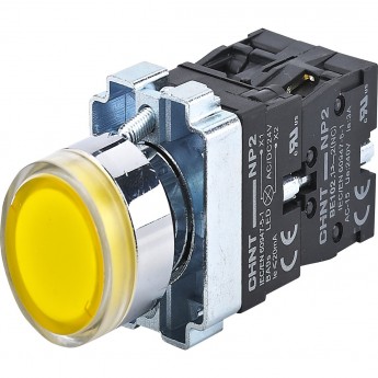 NP2-BW3565 плоская, желтая, 1НО+1НЗ, AC/DC230В (LED), IP40 (R) Кнопка управления CHINT Желтый Круглая
