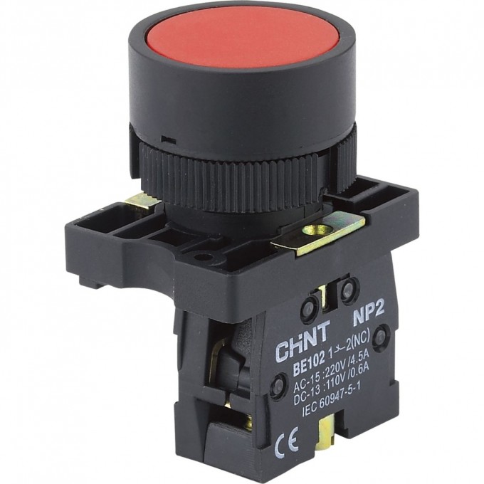 NP2-EA41 без подсветки красная 1НО IP40 Кнопка управления CHINT Красный AC/DC NP2-EA41-BEZ-PODCBETKI-KPACHAYA-1HO-IP40