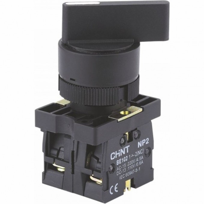 NP2-EJ23, 2 положения фиксацией, 1НЗ, IP40 (R) Переключатель CHINT Черный AC/DC NP2-EJ23,-2-POLOJEHIYA-FIKCACIEI,-1HZ,-IP40-(R)