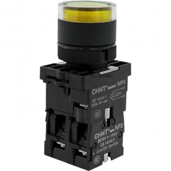 NP2-EW3565 1НО+1НЗ желтая AC/DC230В(LED) IP40 Кнопка управления CHINT Желтый Круглая