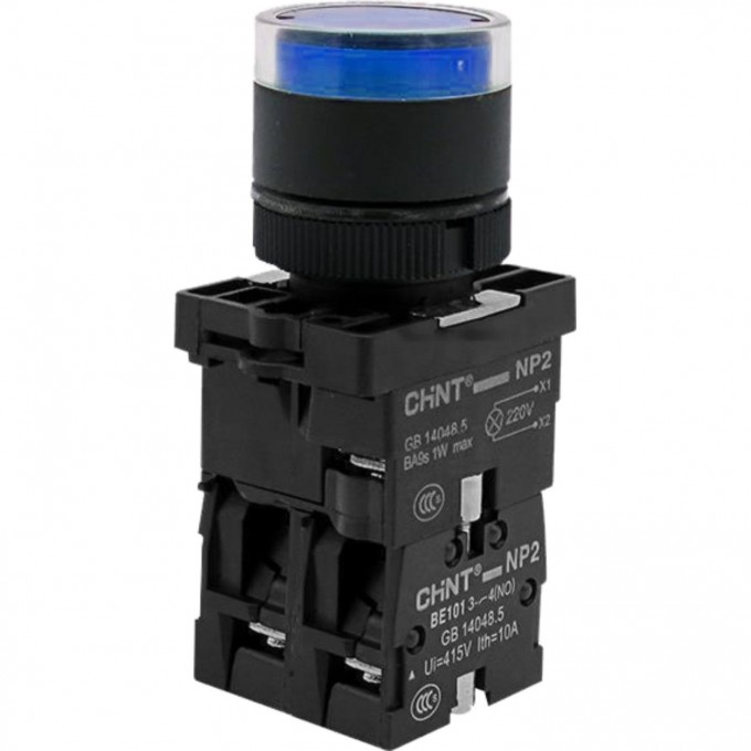 NP2-EW3665 1НО+1НЗ синяя AC/DC230В(LED) IP40 Кнопка управления CHINT Синий Круглая NP2-EW3665-1HO+1HZ-CIHYAYA-AC/DC230B(LED)-IP40