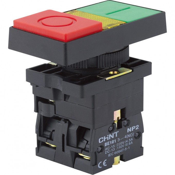 NP2-EW8465 черный корпус, 1НО+1НЗ, AC/DC220В (LED), IP40 (R) Двойная кнопка CHINT Красный/Зеленый Овал NP2-EW8465-CHEPHYII-KOPPYC,-1HO+1HZ,-AC/DC220B-(LED),-IP40-(R)