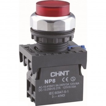 NP8-01GND/4 1НЗ красная AC110В-220В(LED) IP65 (R) Кнопка управления CHINT Красный AC/DC