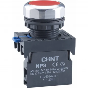 NP8-03BN/4 без подсветки, самовозв., красный, 3НЗ, IP65 (R) Кнопка упр. CHINT AC/DC 1