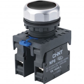 NP8-11BN/2 без подсветки, самовозвратом, чёрная, 1НО+1НЗ, IP65 (R) Кнопка упр. CHINT Черный AC/DC