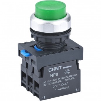 NP8-11GND/3 1НО+1НЗ зеленая AC110В-220В(LED) IP65 (R) Кнопка управления CHINT Зеленый AC/DC