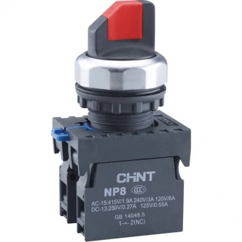 NP8-11X/214, 2 положения фиксацией, красный, 1НО+1НЗ, IP65 (R) Переключатель без подсветки CHINT Черный AC/DC