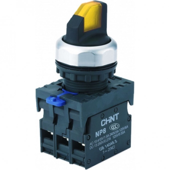 NP8-11XD/215, 2 полож. фикс., желт., AC110-230В(LED), 1НО+1НЗ, IP65 (R) Переключатель CHINT Желтый AC/DC NP8-11XD/215,-2-POLOJ.-FIKC.,-JELT.,-AC110-230B(LED),-1HO+1HZ,-I