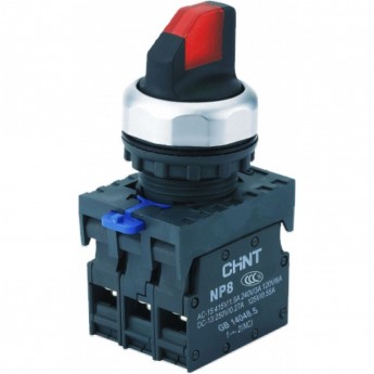 NP8-11XD/334, 3 полож. с самовозвр., 1НО+1НЗ крас. AC110В-230В(LED) IP65 (R) Переключатель с подсв. CHINT Красный AC/DC