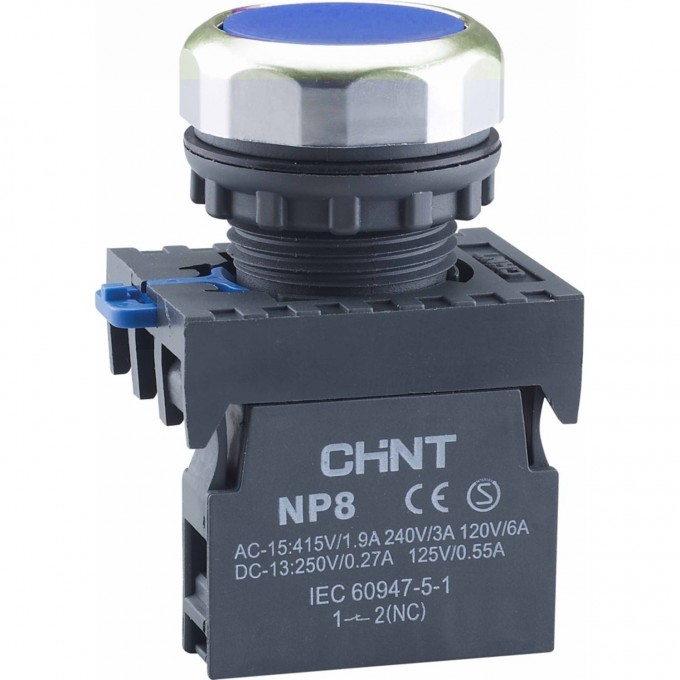 NP8-20BND/6 подствет., самовозв., синий, AC110-230В(LED), 2НО, IP65 (R) Кнопка упр. CHINT AC/DC Круглая NP8-20BND/6-PODCTBET.,-CAMOBOZB.,-CIHII,-AC110-230B(LED),-2HO,-I