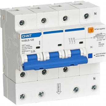 NXBLE-125 3P+N 63А, х-ка C 30мА, электронный тип AС, х-ка C, 10кА (R) Диф. автомат CHINT AC 50/60